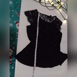 Black lace short sleeve blouse